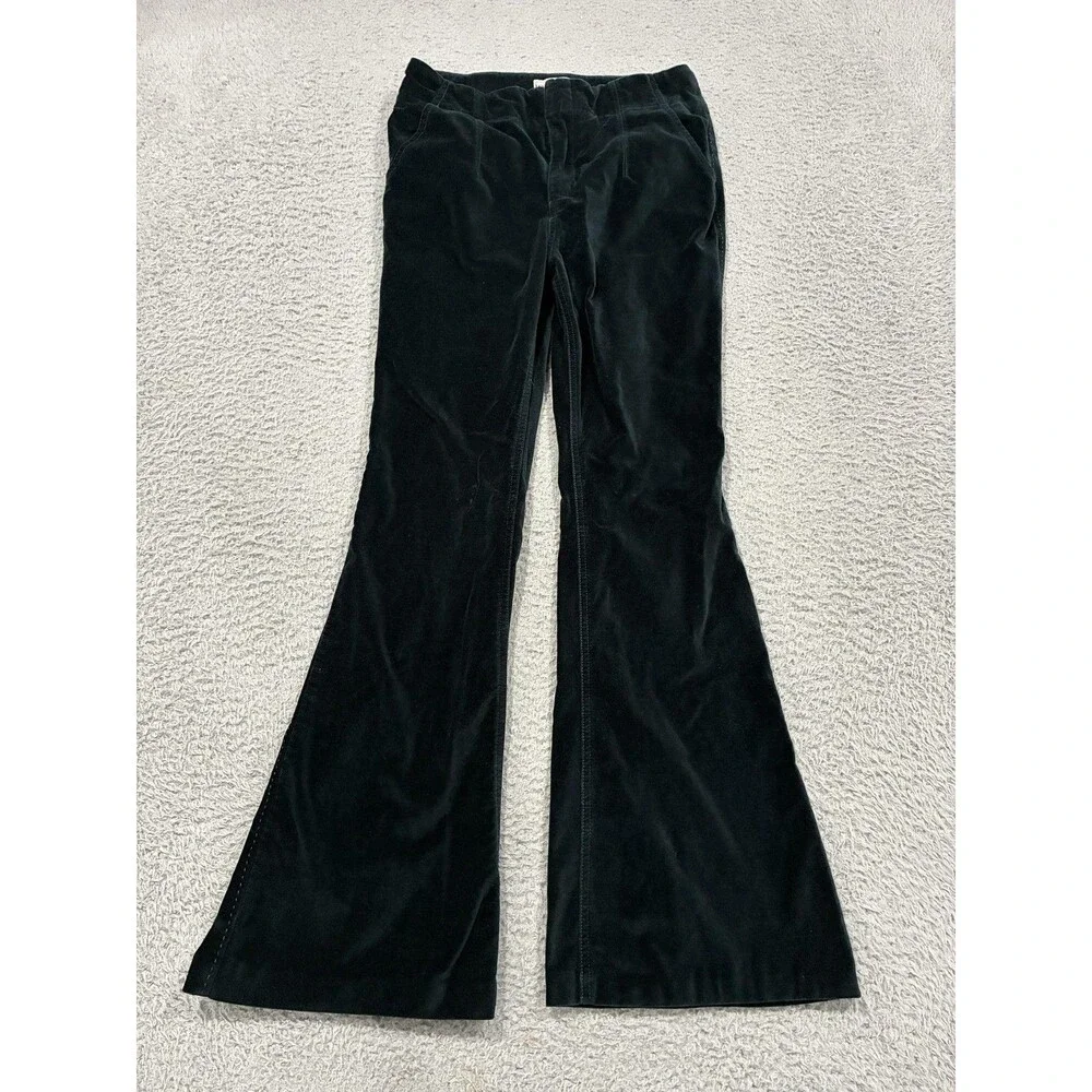 Free People Pants Womens 29 Black Velvet Flare Dress Boho Pockets Party Holiday